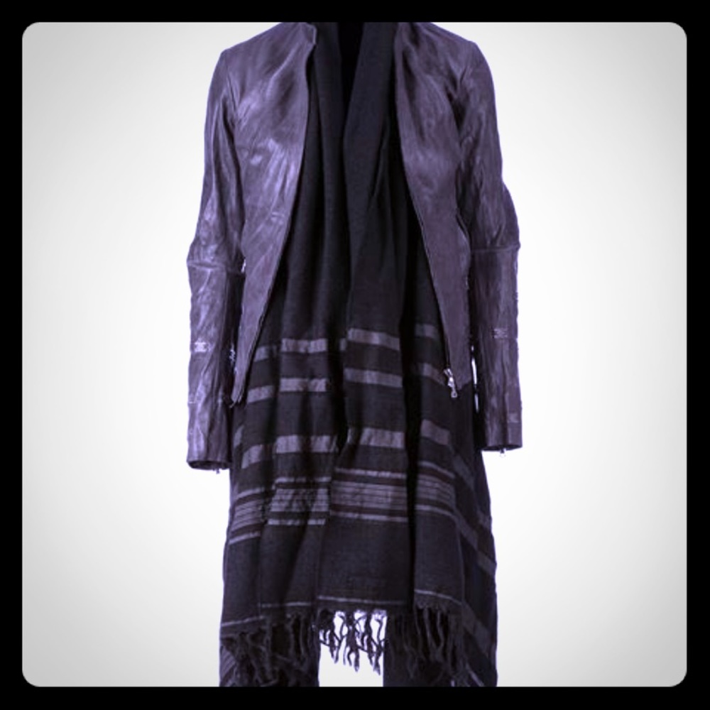 Isaac sellam wools scarf with leather